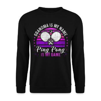 Ping Pong Grandma Retro Sunset Ping Pong Player - Sweat-shirt Unisexe - noir - Devant - Alina (178cm) & Michal (187cm)