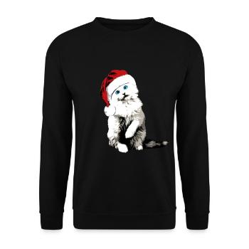 Chat avec chapeau de Noël Noël Noël - Sweat-shirt Unisexe - noir - Devant - Alina (178cm) & Michal (187cm)