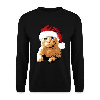 Cat Blue Eyes Christmas Hat Christmas - Unisex Sweatshirt - black - Front - Alina (178cm) & Michal (187cm)