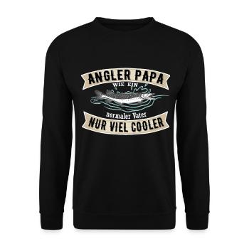 Angler Papa nur viel Cooler - Unisex Pullover - Schwarz - Vorne - Alina (178cm) & Michal (187cm)