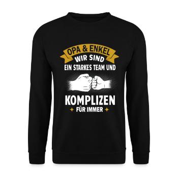 Opa Enkel Enkelkinder Enkelin Komplizen Opi Sohn - Unisex Pullover - Schwarz - Vorne - Alina (178cm) & Michal (187cm)