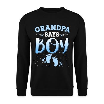 Opa sagt, dass das Geschlecht des Mädchens das neugeborene Mädchen Baby enthüllt - Unisex Pullover - Schwarz - Vorne - Alina (178cm) & Michal (187cm)