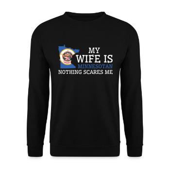 Nichts macht mir Angst Minnesotan Frau Minnesota - Unisex Pullover - Schwarz - Vorne - Alina (178cm) & Michal (187cm)
