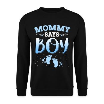 Mama sagt, Mädchen Geschlecht enthüllt neugeborenes Mädchen Baby - Unisex Pullover - Schwarz - Vorne - Alina (178cm) & Michal (187cm)