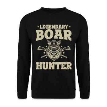 Vintage Wildschwein Jagd Schwein Lustiges Legendäres Wildschwein - Unisex Pullover - Schwarz - Vorne - Alina (178cm) & Michal (187cm)
