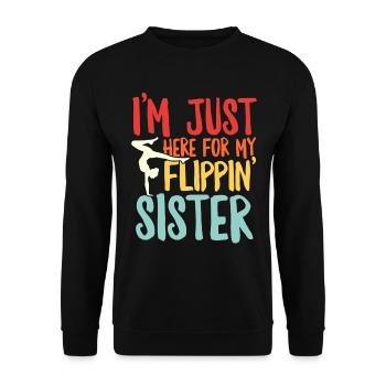Retro Flipping Schwester Cheer Bruder Turner Lustig - Unisex Pullover - Schwarz - Vorne - Alina (178cm) & Michal (187cm)