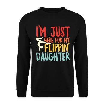 Retro Flipping Tochter Cheer Papa Gymnast Lustig - Unisex Pullover - Schwarz - Vorne - Alina (178cm) & Michal (187cm)