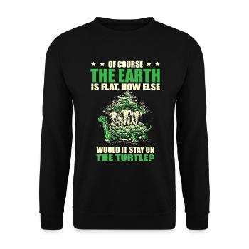 Flat Earther Verschwörungstheorie Flat Earth - Unisex Pullover - Schwarz - Vorne - Alina (178cm) & Michal (187cm)