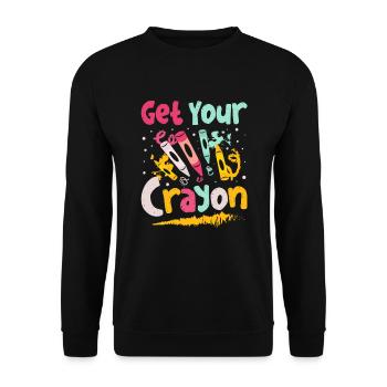 Holen Sie Sich Meinen Cray On Crayon Color Artist - Unisex Pullover - Schwarz - Vorne - Alina (178cm) & Michal (187cm)