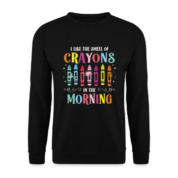 I like the smell of crayons in the morning - Unisex Sweatshirt - black - Front - Alina (178cm) & Michal (187cm)