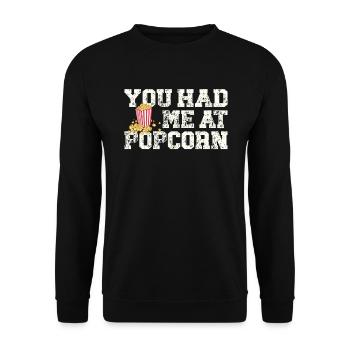You Had Me at Popcorn Foodie Popcorn Lover - Sweat-shirt Unisexe - noir - Devant - Alina (178cm) & Michal (187cm)