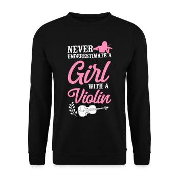 Violoniste Violoniste Fille Jamais - Sweat-shirt Unisexe - noir - Devant - Alina (178cm) & Michal (187cm)