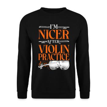 Violon Violoniste Vintage I’m Nicer - Sweat-shirt Unisexe - noir - Devant - Alina (178cm) & Michal (187cm)