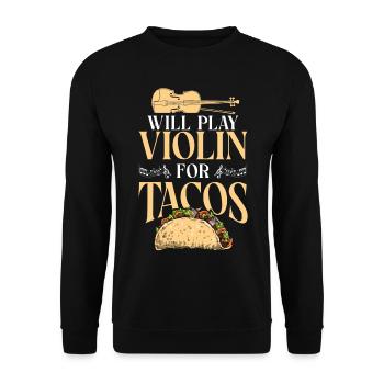Violin Violinist Taco Will Play - Unisex Pullover - Schwarz - Vorne - Alina (178cm) & Michal (187cm)