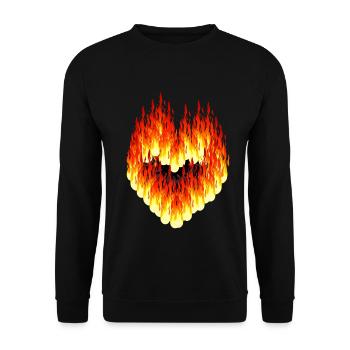 Valentine Valentin Heart Fire Flame Hot Love - Unisex Sweatshirt - black - Front - Alina (178cm) & Michal (187cm)