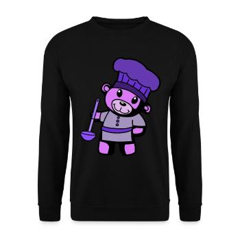 Hobbykoch Kochkunst Teddybär Koch Suppenkelle - Unisex Pullover - Schwarz - Vorne - Alina (178cm) & Michal (187cm)