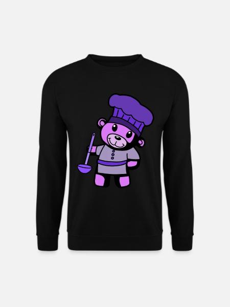 Hobbykoch Kochkunst Teddybär Koch Suppenkelle - Unisex Pullover - Schwarz