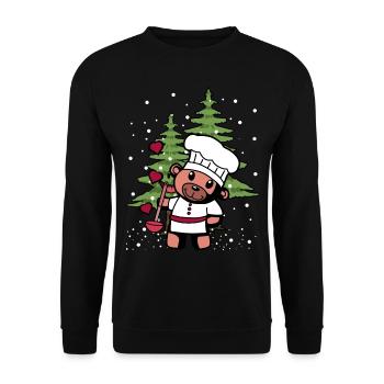 Chef amateur Teddy Kitchen Cadeau de Noël Chef - Sweat-shirt Unisexe - noir - Devant - Alina (178cm) & Michal (187cm)