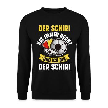 Schiri Unparteiischer Fußball Schiedsrichter - Unisex Pullover - Schwarz - Vorne - Alina (178cm) & Michal (187cm)