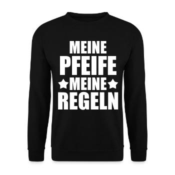 Schiri Unparteiischer Fußball Schiedsrichter - Unisex Pullover - Schwarz - Vorne - Alina (178cm) & Michal (187cm)