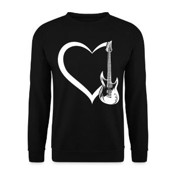 Guitar In Heart - Bass Guitar Heart Electric Guita - Unisex Pullover - Schwarz - Vorne - Alina (178cm) & Michal (187cm)