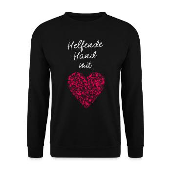 Helfende Hand mit Herz Ehrenamtlich Ehrenamt - Unisex Pullover - Schwarz - Vorne - Alina (178cm) & Michal (187cm)
