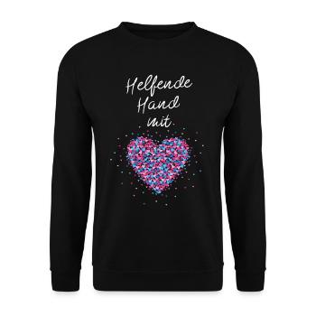 Helfende Hand mit Herz Ehrenamtliche Helferin - Unisex Pullover - Schwarz - Vorne - Alina (178cm) & Michal (187cm)