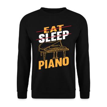 Pianist Musician Funny Piano Player - Eat Sleep Pi - Unisex Sweatshirt - black - Front - Alina (178cm) & Michal (187cm)