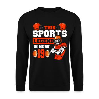 This sports legend is now 19, rugby match 19. - Unisex Sweatshirt - black - Front - Alina (178cm) & Michal (187cm)