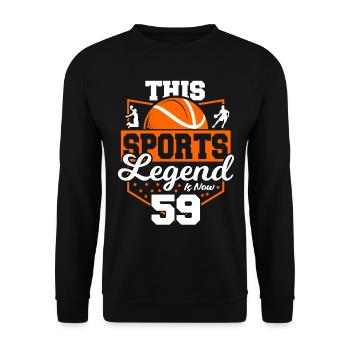 Cette légende du sport a maintenant 59 ans, jeu de basket-ball - Sweat-shirt Unisexe - noir - Devant - Alina (178cm) & Michal (187cm)
