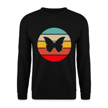 Schmetterling Retro - Unisex Pullover - Schwarz - Vorne - Alina (178cm) & Michal (187cm)