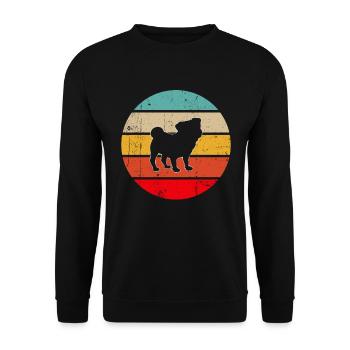 Mops Retro - Unisex Pullover - Schwarz - Vorne - Alina (178cm) & Michal (187cm)