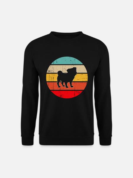 Mops Retro - Unisex Pullover - Schwarz