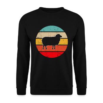 Schaf Retro - Unisex Pullover - Schwarz - Vorne - Alina (178cm) & Michal (187cm)