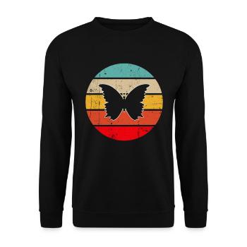 Schmetterling Retro - Unisex Pullover - Schwarz - Vorne - Alina (178cm) & Michal (187cm)