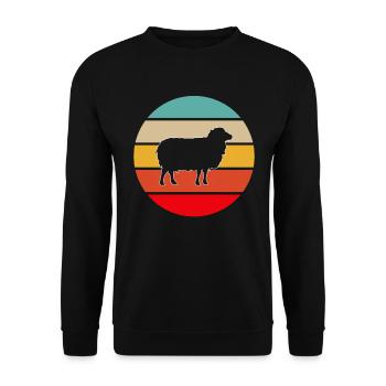 Schaf Retro - Unisex Pullover - Schwarz - Vorne - Alina (178cm) & Michal (187cm)