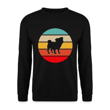 Mops Retro - Unisex Pullover - Schwarz - Vorne - Alina (178cm) & Michal (187cm)
