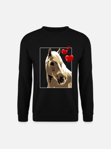 Brown Horse with Hearts Horse Motif Vintage - Unisex Sweatshirt - black