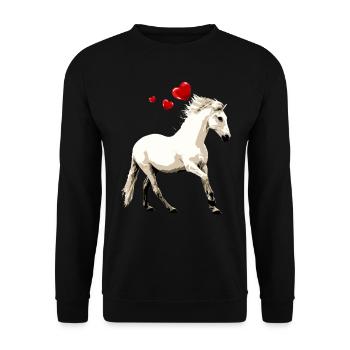 White Horse with Hearts Horse Motif Vintage - Unisex Sweatshirt - black - Front - Alina (178cm) & Michal (187cm)