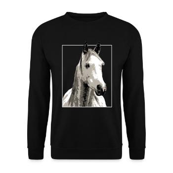 White Horse Horse Motif Vintage - Unisex Sweatshirt - black - Front - Alina (178cm) & Michal (187cm)