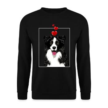 Border Collie Dog with Hearts and Tongue Vintage - Unisex Sweatshirt - black - Front - Alina (178cm) & Michal (187cm)