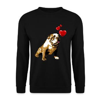 Bulldog avec Hearts Vintage Style Retro Dog - Sweat-shirt Unisexe - noir - Devant - Alina (178cm) & Michal (187cm)