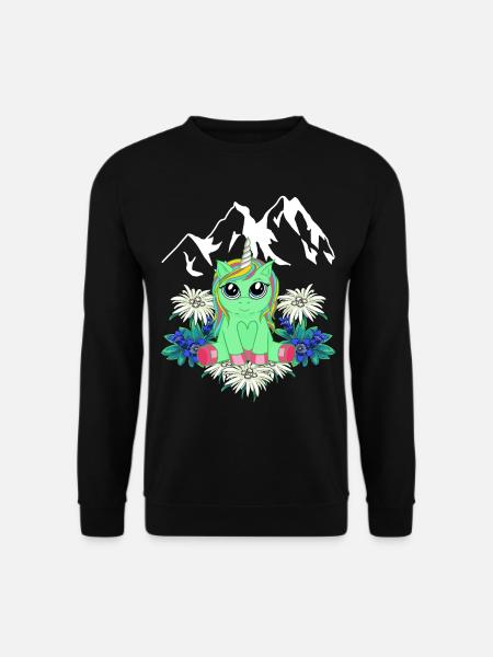 Enhjørning Flora Alperne Bjerge Horn Peak Forår - Unisex sweater - sort