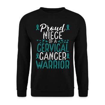 Cervical Cancer Awareness Movement Niece Ribbon - Unisex Sweatshirt - black - Front - Alina (178cm) & Michal (187cm)