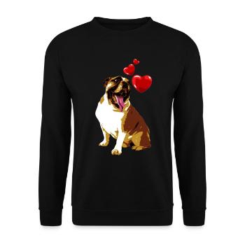 Bulldog avec Hearts Vintage Style Retro Dog - Sweat-shirt Unisexe - noir - Devant - Alina (178cm) & Michal (187cm)