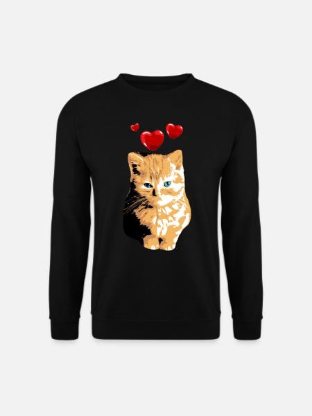 Kätchen Orange Vintage mit Herzen Katzenmotiv - Unisex Pullover - Schwarz