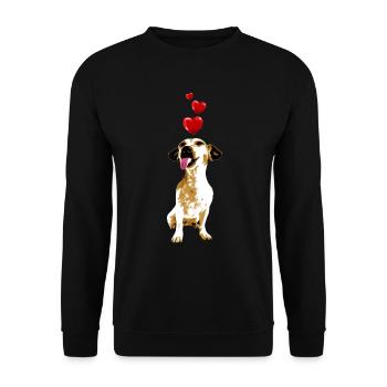 Chihuahua Dog with Hearts Dog Motif Vintage - Unisex Sweatshirt - black - Front - Alina (178cm) & Michal (187cm)