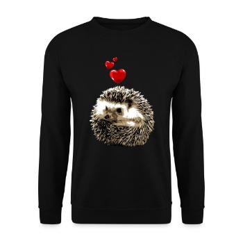 Süßer Igel mit Herzen Vintage - Unisex Pullover - Schwarz - Vorne - Alina (178cm) & Michal (187cm)
