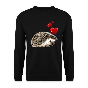 Süßer Igel mit Herzen Vintage - Unisex Pullover - Schwarz - Vorne - Alina (178cm) & Michal (187cm)