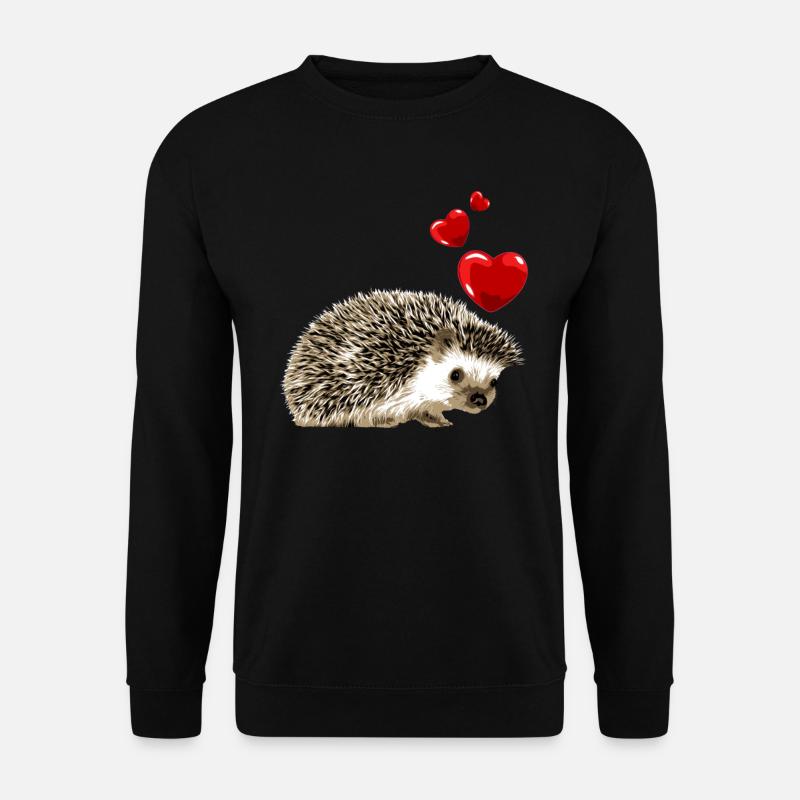 Süßer Igel mit Herzen Vintage - Unisex Pullover - Schwarz